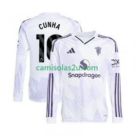Camisolas de futebol Manchester United Matheus Cunha 10 Equipamento Alternativa 2025/26 Manga Comprida